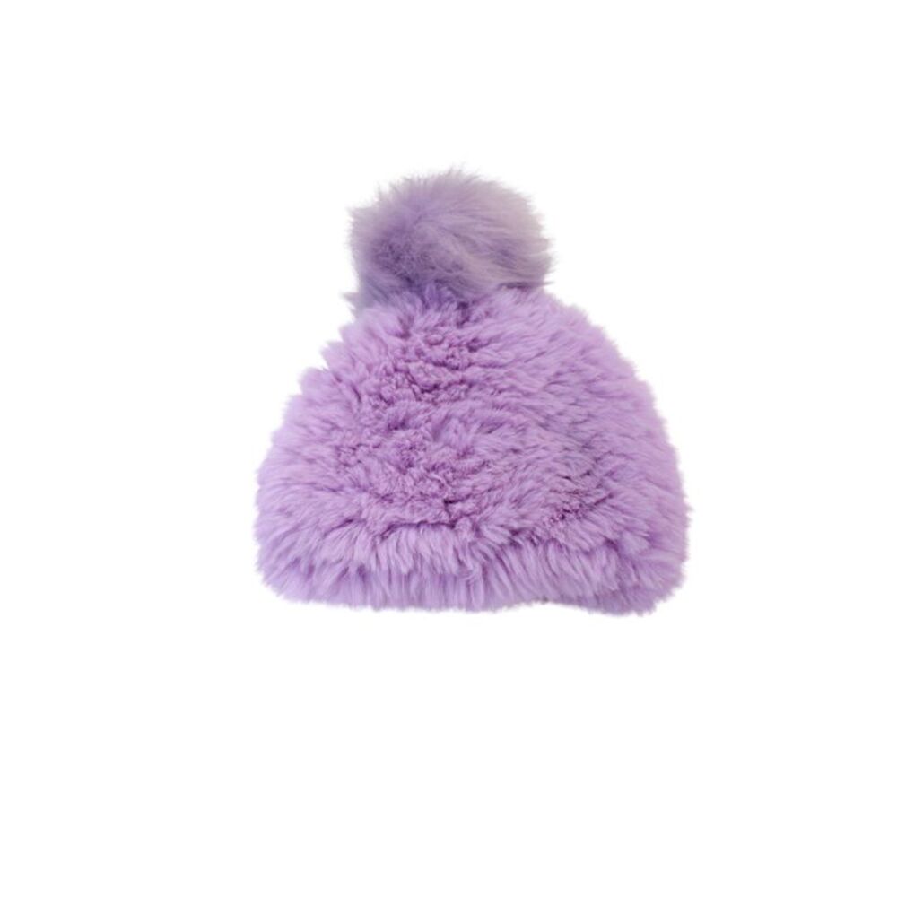 Jocelyn Womens Faux Fur Pom Pom Hat Lavender Size One Size